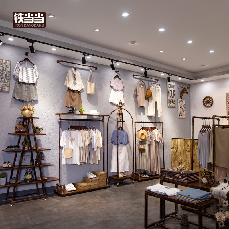 服装店衣架展示架欧式落地式侧挂男装店女装店上墙壁挂装修中岛架
