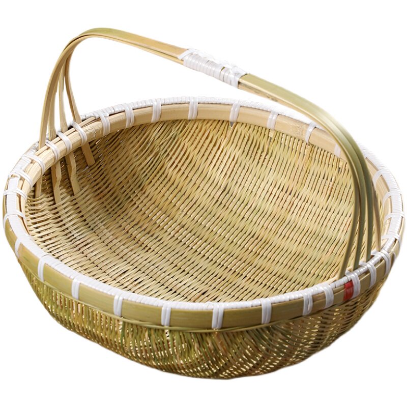 纯手工竹编制品 手提篮 家用编织收纳筐菜篮子购物篮水果篮馒头筐