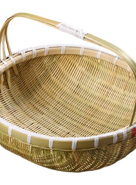 纯手工竹编制品 手提篮 家用编织收纳筐菜篮子购物篮水果篮馒头筐