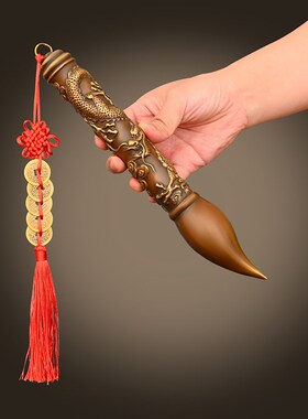 纯铜毛笔摆件一笔发财文昌笔挂件金榜题名家居书桌办公室笔架送礼