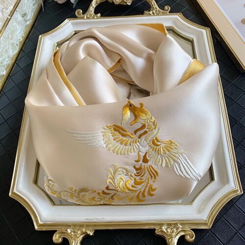 杭州丝绸真丝桑蚕丝围巾披肩女送妈妈婆婆生日礼物苏绣丝巾礼盒装