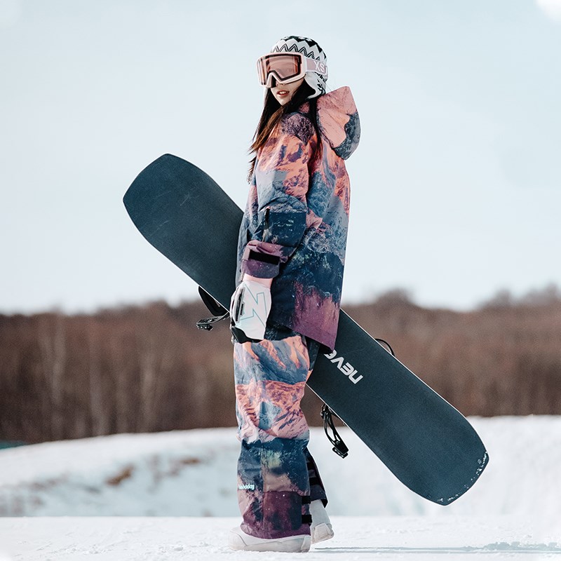Nobaday单板滑雪服女印花防风防水户外徒步外套双板男滑雪裤套装