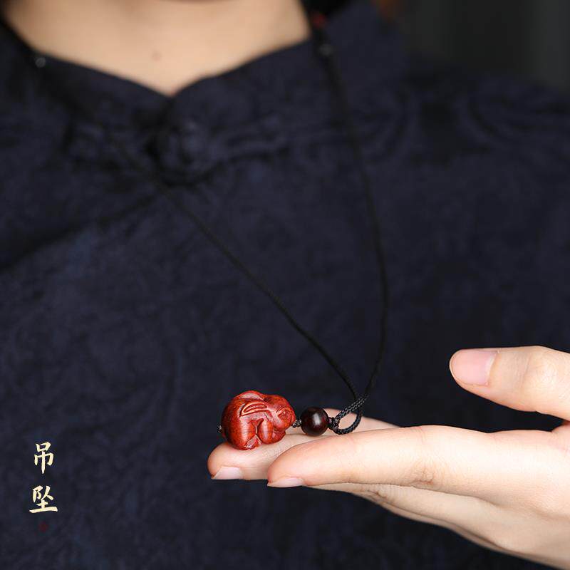 小叶紫檀创意手机链挂件挂饰吊坠钥匙扣汽车男女兔子兔年实木红木