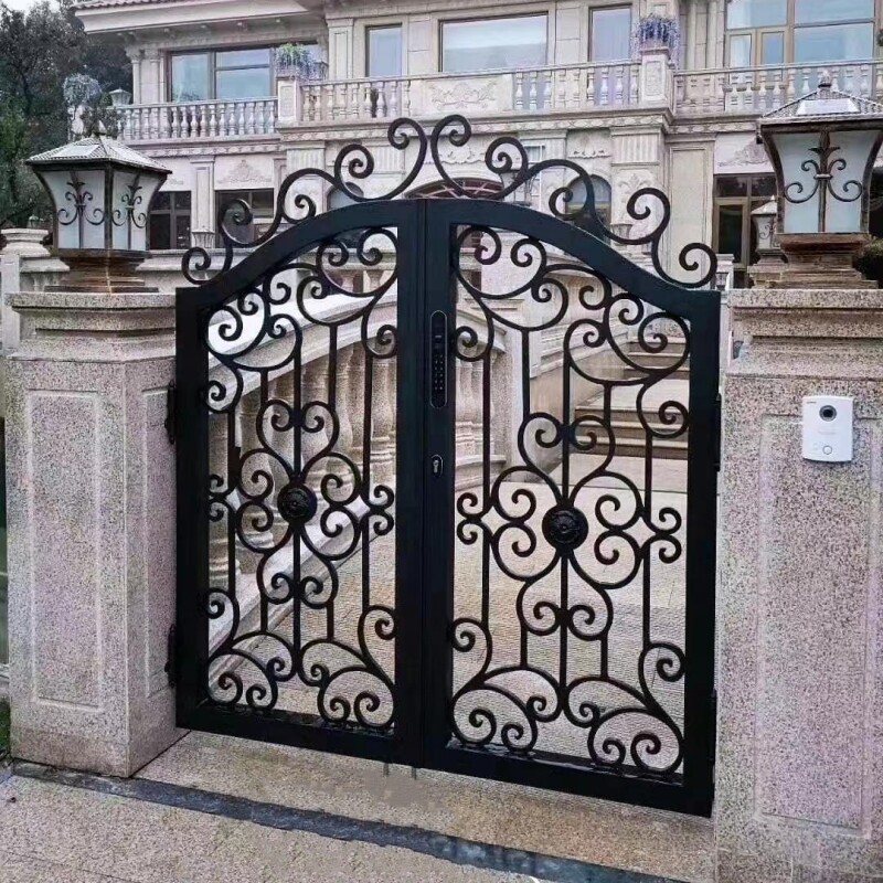 欧式铁艺大门庭院门铁艺门别墅门花园门双开关对开大门栅栏门防盗