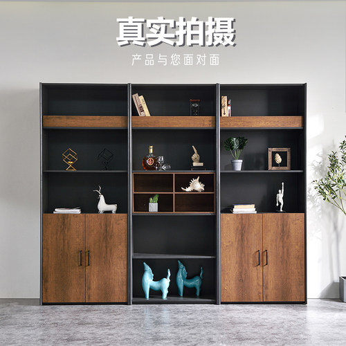 工业风办公室木质文件柜现代简约LOFT落地资料柜自由组合收纳书柜