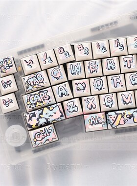 新MDA键帽电音节涂鸦球帽原厂PBT全五面热升华68 75 84 87 98 108
