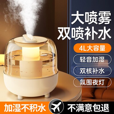 【2025新款】4L加湿器双喷家用轻音便携办公室桌面迷你空气净化器