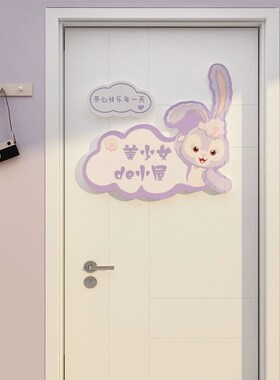 网红儿童房间布置门贴纸挂牌小公主卧室墙面装饰创意女孩床头贴画