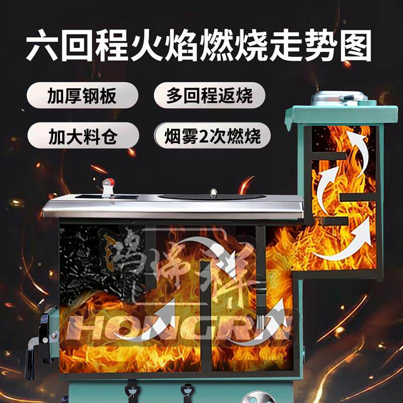 锅炉家用农村新型采暖炉反烧节能煤柴暖气片地暖水暖六回程懒汉炉