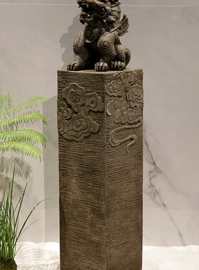 新中式仿古拴马柱仿青石雕大象貔貅金蟾户外花园庭院造景装饰摆件
