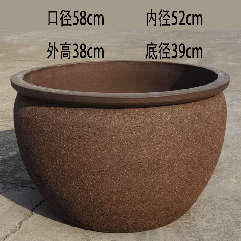 无孔养鱼水培植物紫砂花盆养金鱼铜钱草碗莲睡莲荷花陶瓷生态鱼缸