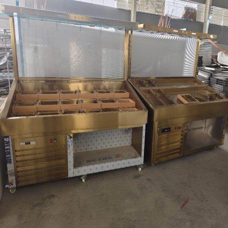明档饭店点菜展示柜保鲜柜冷藏冷冻不锈钢商用海鲜阶梯冰台