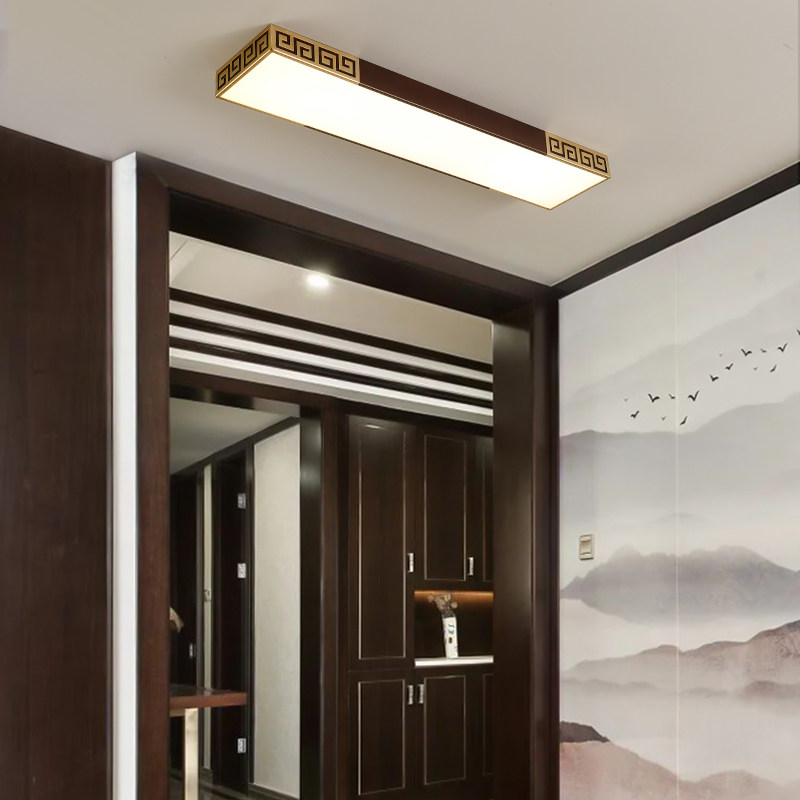 新中式长条吸顶灯方形入户门厅灯led阳台过道走廊灯玄关墙壁灯具