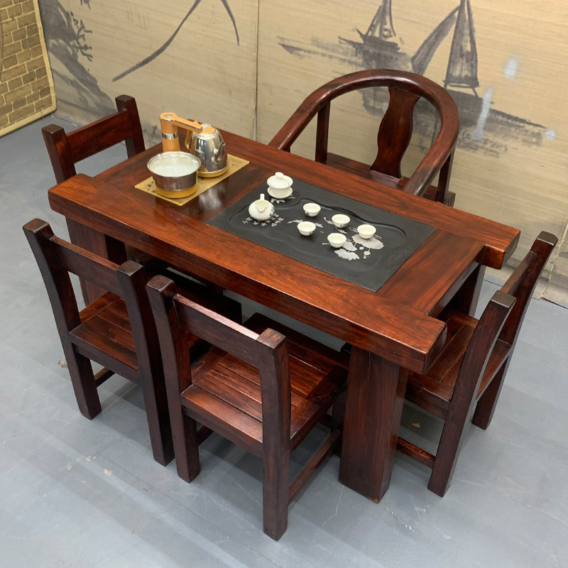 阳台茶桌椅组合实木茶桌简约小型家用老船木功夫茶台茶几泡茶套装