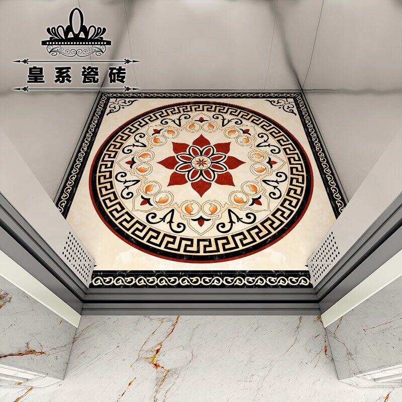 别墅公寓电梯拼花亮光瓷砖轿厢自建房防滑耐磨地砖地毯花订制地板