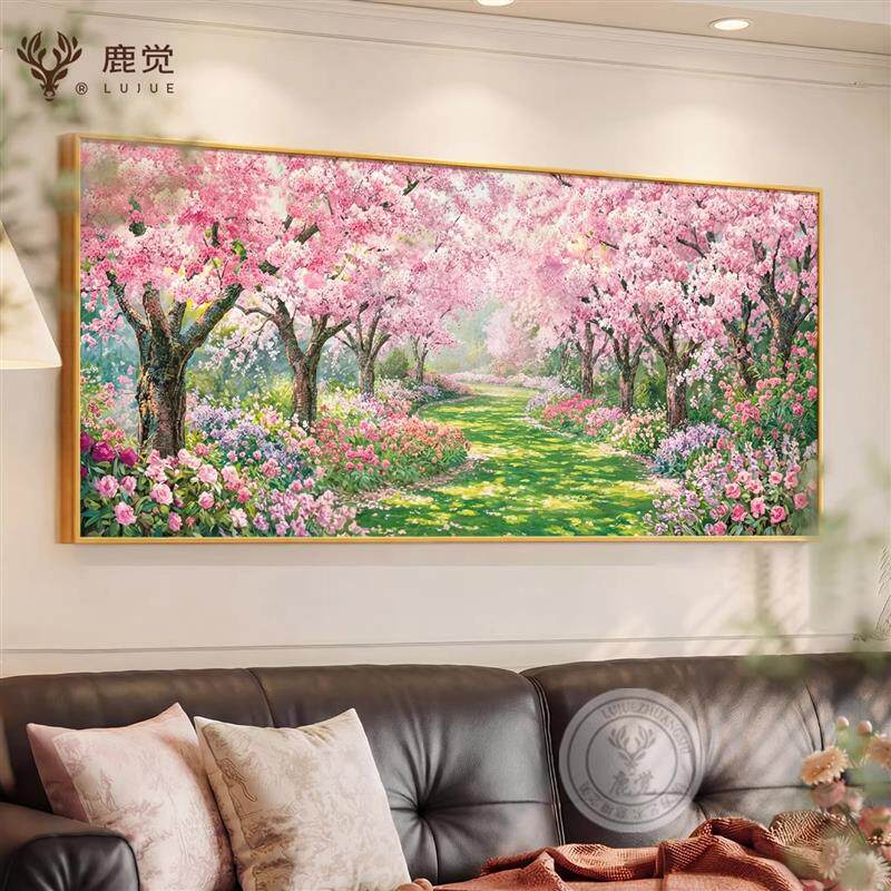 花开富贵沙发后背景墙装饰画现代简约客厅挂画九鱼图西墙招财壁画