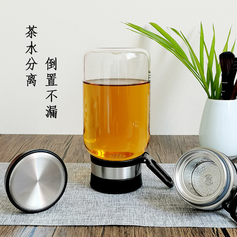 新款玻璃杯男女士夏季大容量水杯1000ml杯子2000ml茶水分离泡茶杯