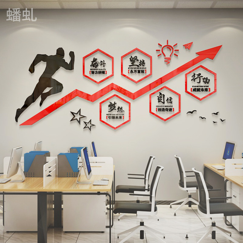 激励墙贴励志文字团队标语公司企业办公室文化装饰立体亚克力墙贴