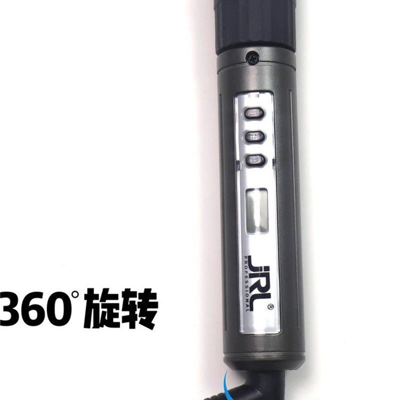 鹰堡升级小卷发熨斗360度旋转快速加热黑灰色烫发工作室家庭造型