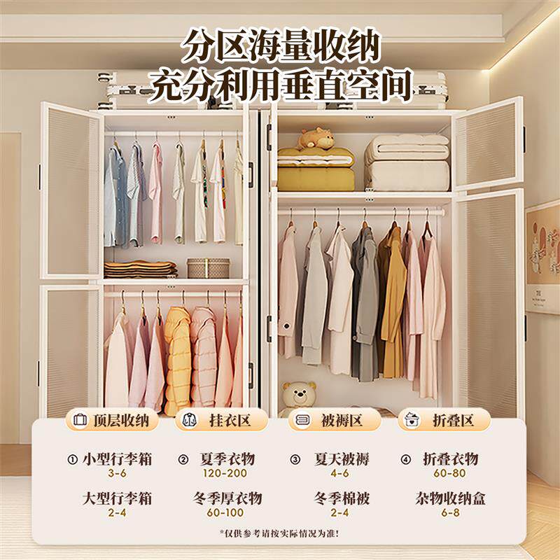 钢制衣柜自由组合无甲醛衣柜家用卧室儿童衣橱小户型金属收纳柜子