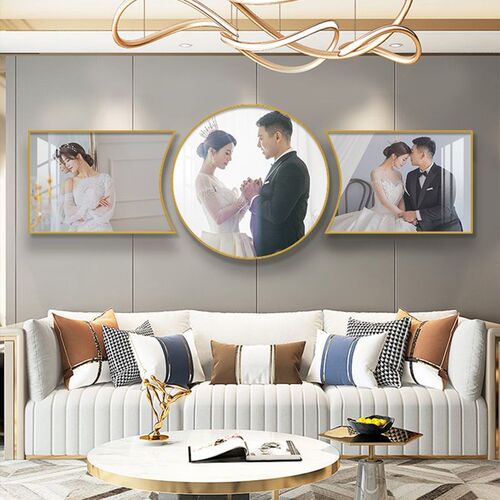 定制婚纱照片挂画亲子沙发背景照片相框结婚婚房卧室壁画冲印组合