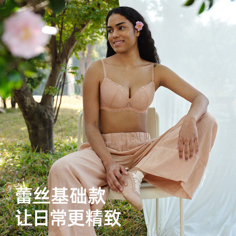 【小风荷】遐1mm超薄防凸点全罩杯大码文胸罩大胸显小内衣女夏
