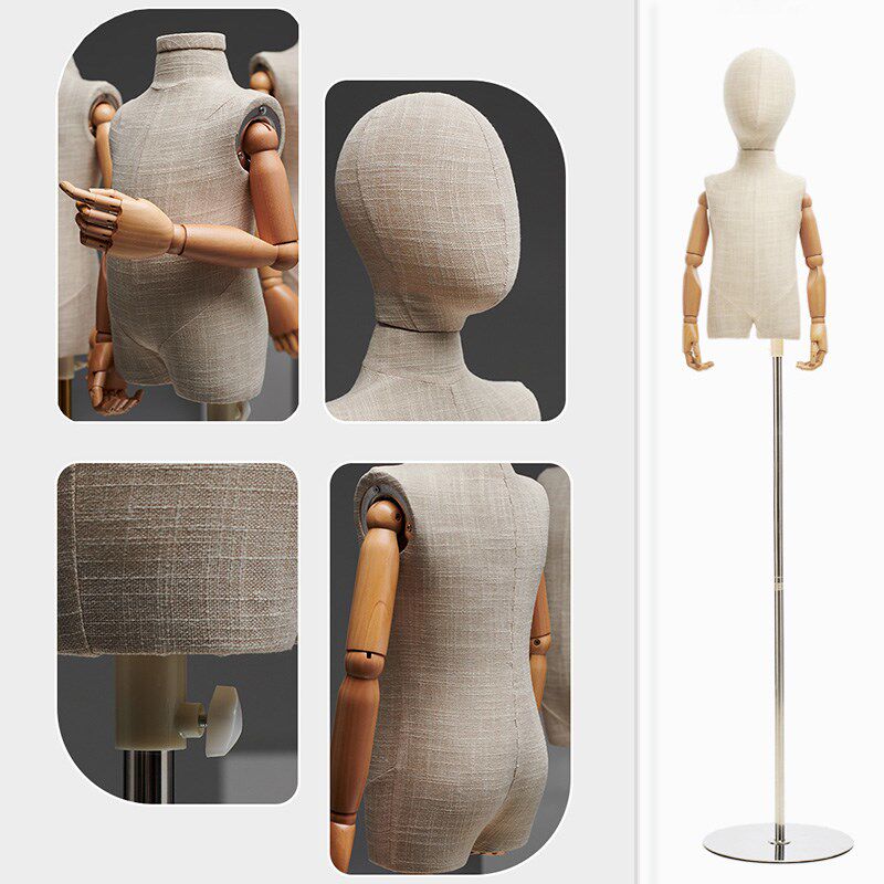 服装店儿童平肩模特展示架男女童橱窗半身潮服假人偶橱窗道具模型