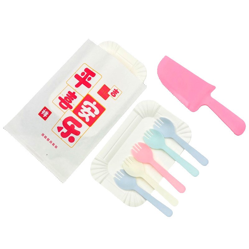 一次性蛋糕餐具套装派对用品生日蛋糕塑料餐盘加厚刀波浪叉盘套装