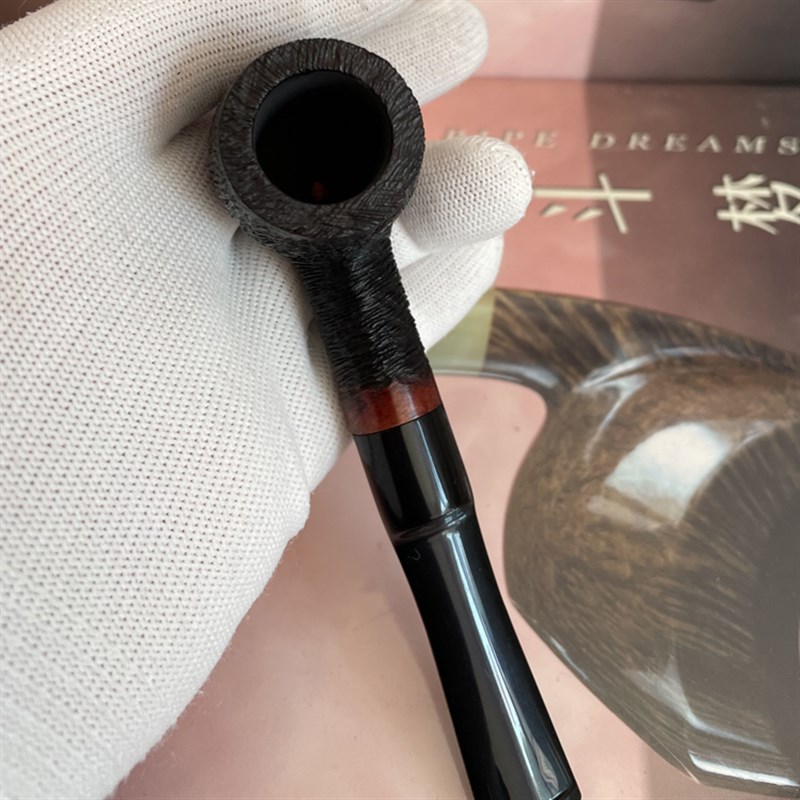 进口石楠木烟斗手工刻花麻面撞球直斗小号礼盒送长辈男士生日礼物