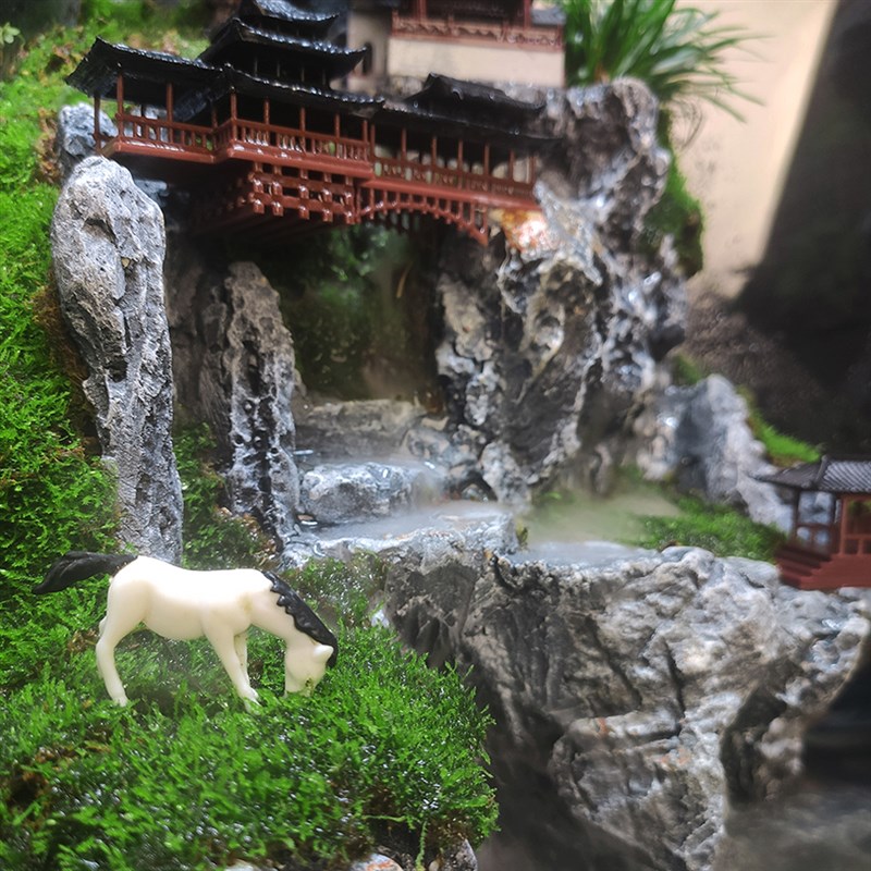 大型水陆缸造景全套生态微景观小型桌面装饰真植物水陆缸山水造景