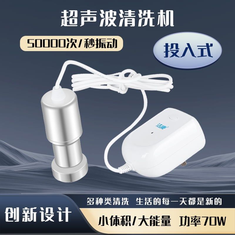 超声波清洗机投入式家用洗蔬果奶瓶牙套首饰手表假牙振荡清洗器