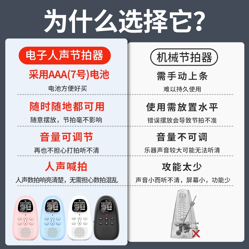 D1电子节拍器人声钢琴考级专用吉他古筝架子鼓小提琴通用节奏器