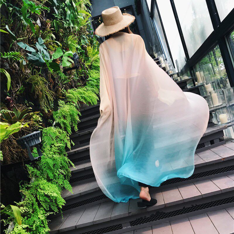 2023新款防晒丝巾女韩版时尚百搭围巾披肩两用渐变春夏沙滩巾纱巾