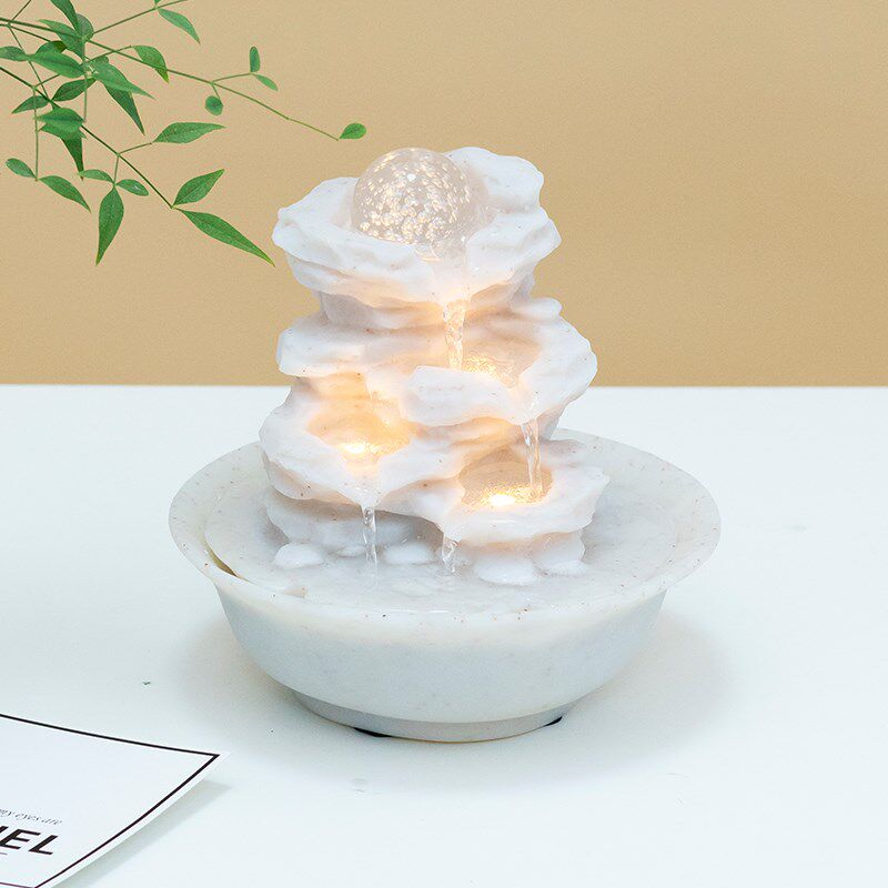 吉祥如意招财水晶球流水摆件循环水开业办公室桌面风水轮球现代