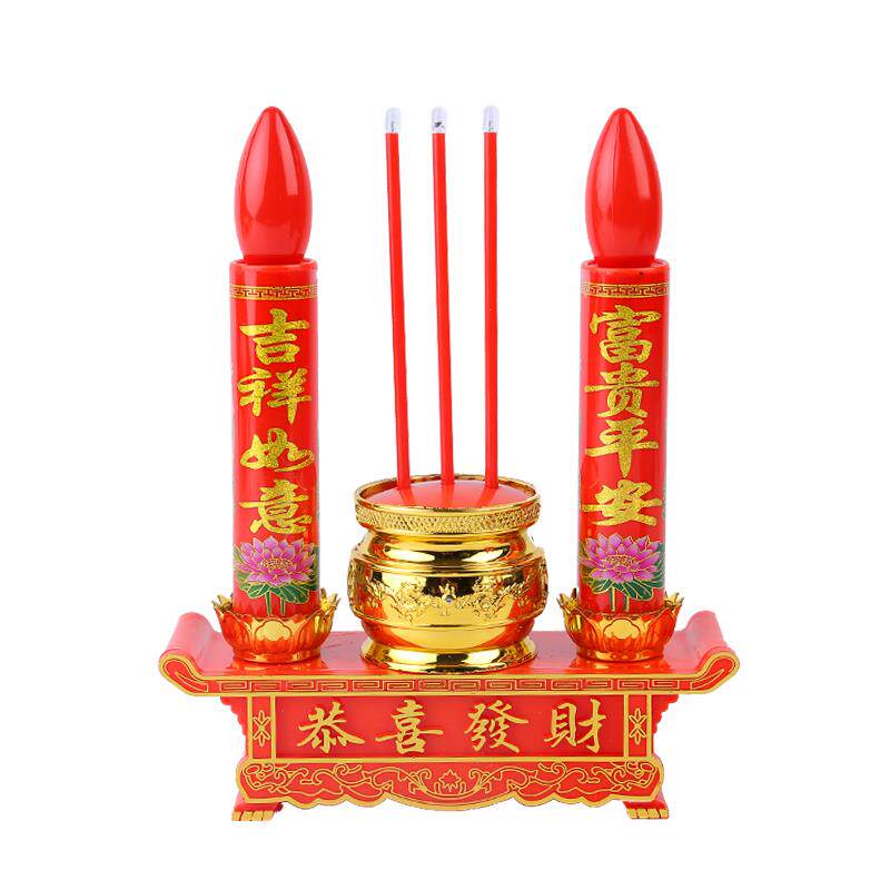 电池款LED电子香炉长明蜡烛灯佛龛供佛神前烛台财神灯两用款家用