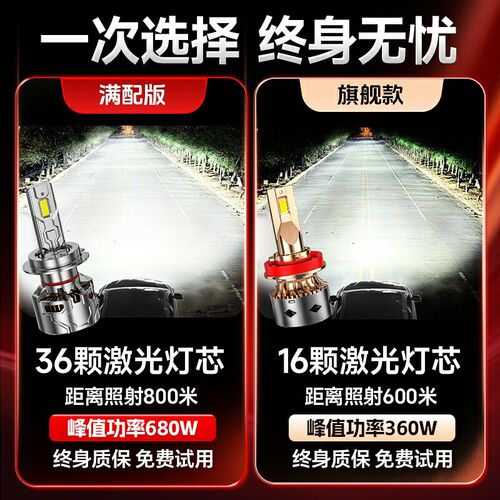 08-20款现代悦动led大灯远光近光一体前雾灯改装激光透镜汽车灯泡