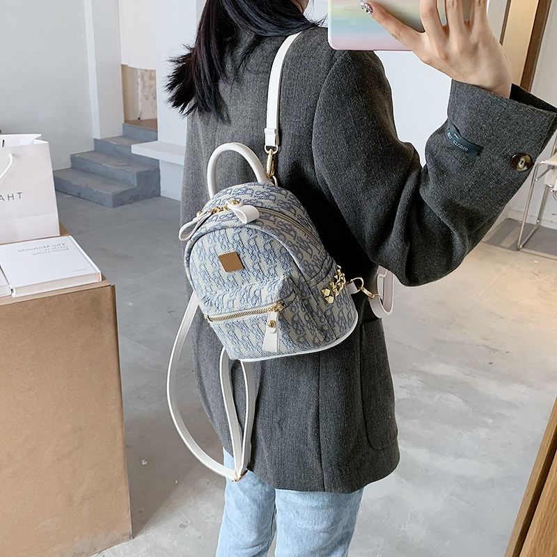 双肩包女休闲简约百搭女生书包森系日韩ins迷你小背包轻便帆布包