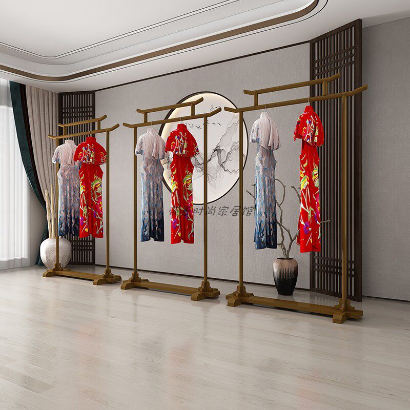 新中式实木落地木质秀禾服汉服衣架仿古中岛婚纱礼服旗袍酒店衣架