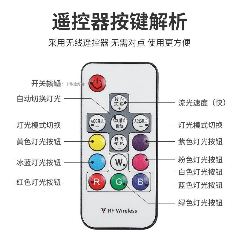 12V-24V货车箭头款LED七彩跑马遮阳板改装流水灯爆闪流光防追尾灯