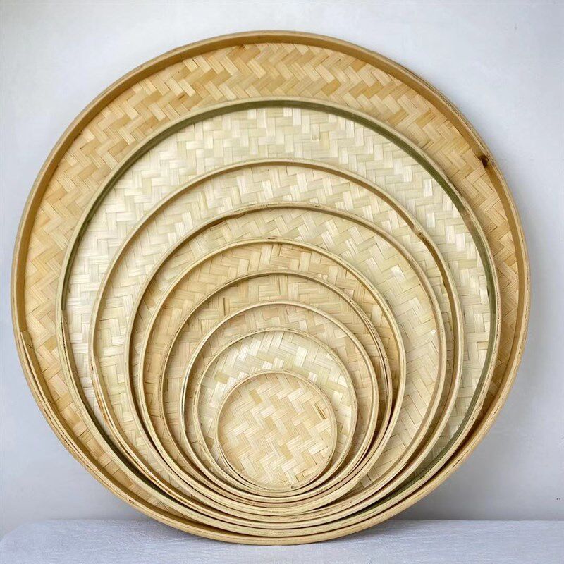 竹制品竹编簸箕竹筛子幼儿园画画农家圆竹匾家用竹编制品装饰