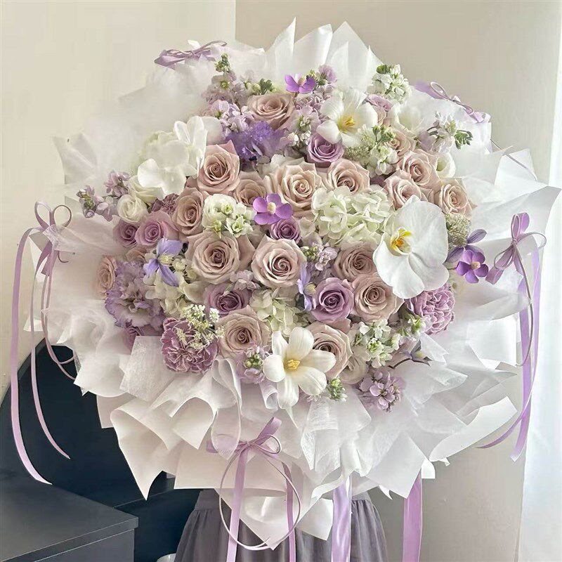 永生花皂花温柔混搭玫瑰花束送女友闺蜜仿真花拍照高级感生日礼物