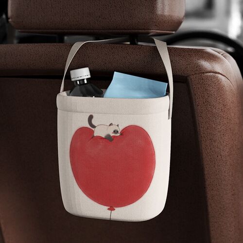 INKI x 冬至 气球小猫可爱车载垃圾桶垃圾袋置物收纳汽车后背挂袋