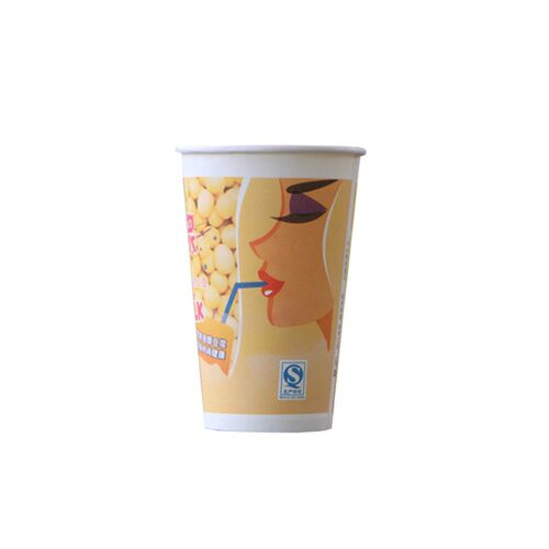 250/300/400/500ml一次性豆浆纸杯带盖加厚美女现磨豆浆打包杯子