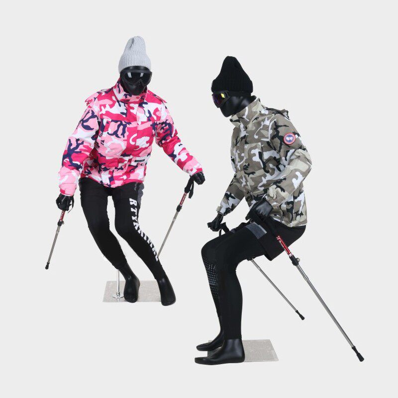 户外体育品牌服装店肌肉男女滑雪姿势运动模特道具专业假人模特架