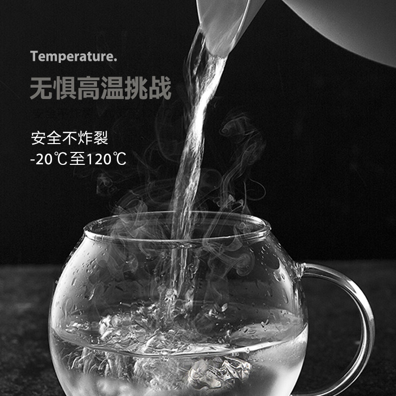 物生物玻璃杯家用带把耐热水杯套装家庭客厅喝水茶杯大容量牛奶杯
