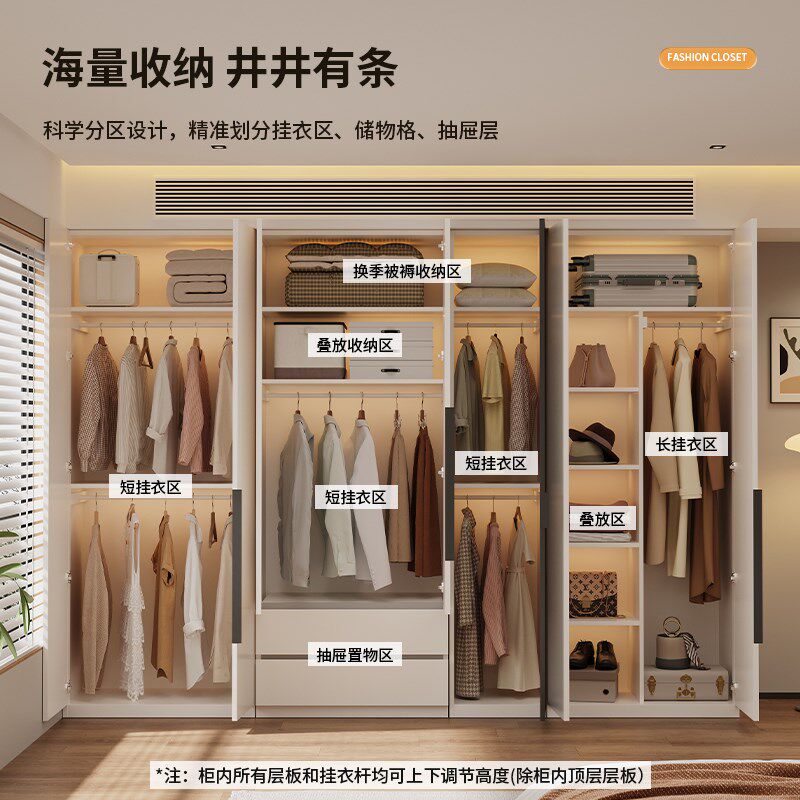 钢制衣柜轻奢卧室环保收纳柜现代简约家用衣帽间金属衣橱储物柜子