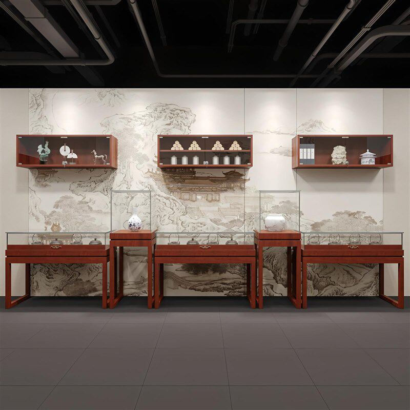高级实木玻璃中式复古珠宝首饰玉器展示柜台博物馆文玩古董饰品柜