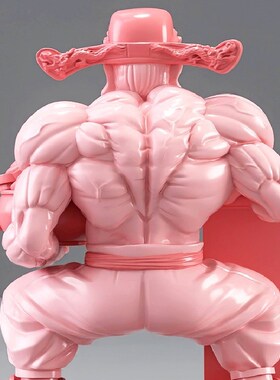 粉色肌肉财神爷摆件男士招财转运店铺前台桌面供奉神像装饰品开业