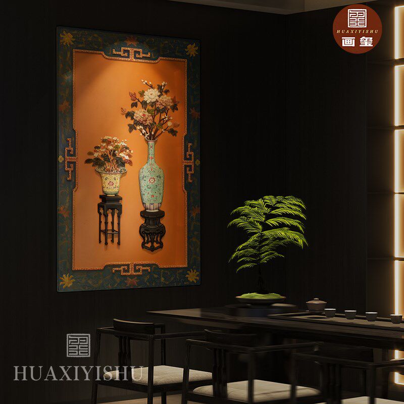 【画玺】木质一体漆画 东方美学平安  客厅玄关沙发背景墙装饰画