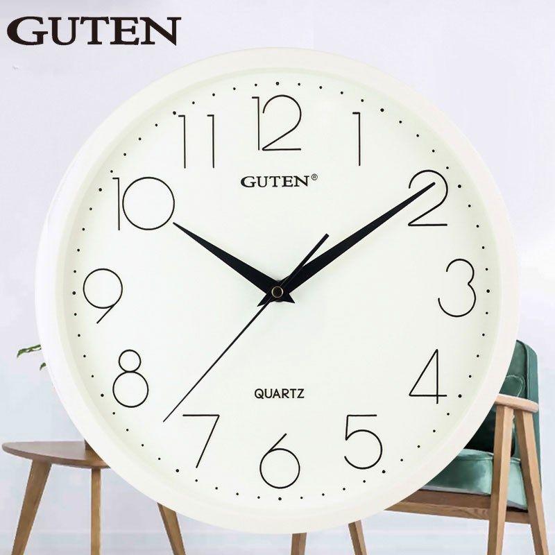 Guten挂钟金钟宝简约时尚静音百搭客厅挂墙卧室高清玻璃镜面挂钟